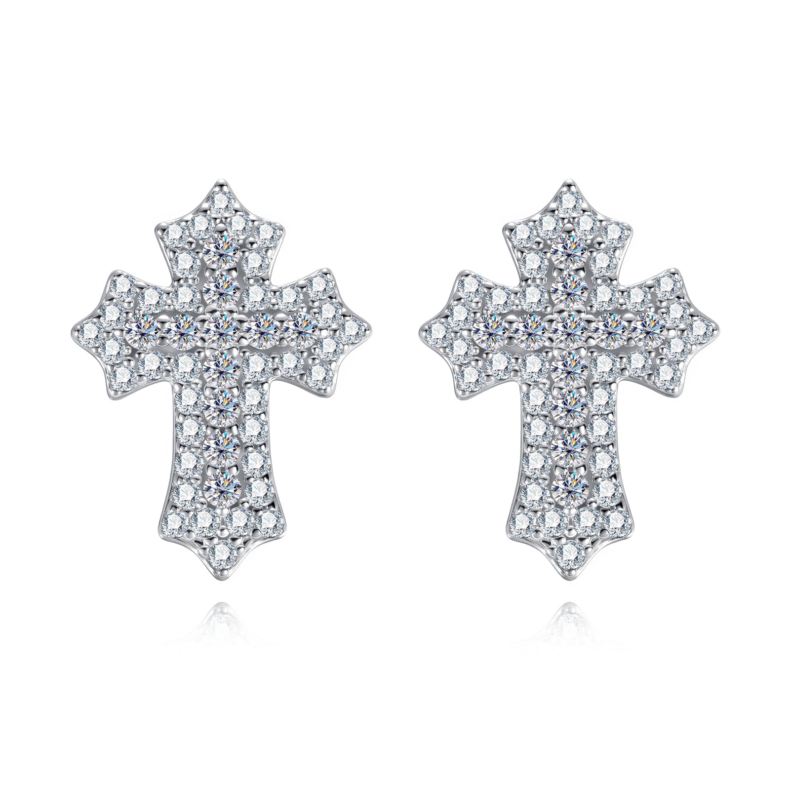 Iced Out Moissanite Cross Stud Earrings (0.78cttw)