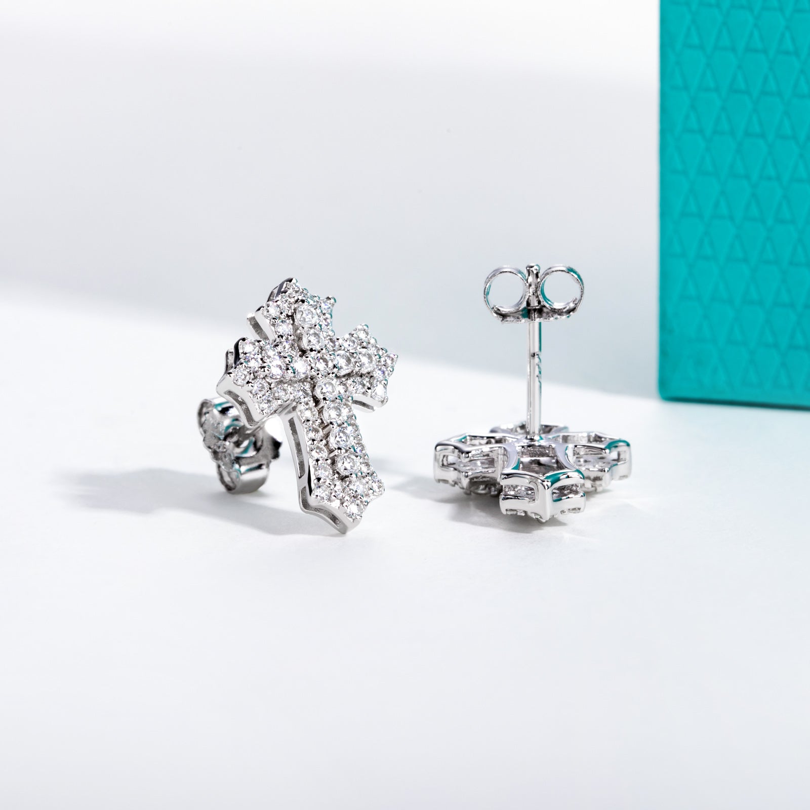 Iced Out Moissanite Cross Stud Earrings (0.78cttw)