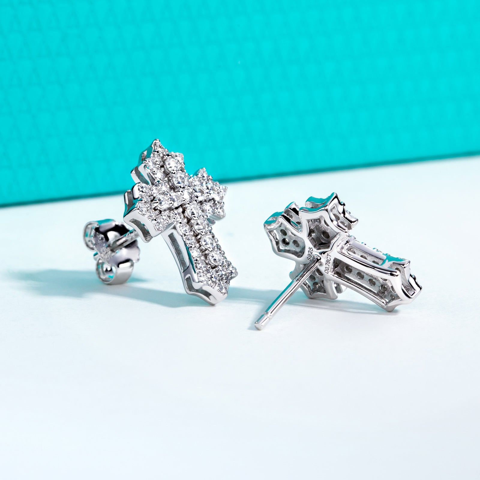 Iced Out Moissanite Cross Stud Earrings (0.78cttw)
