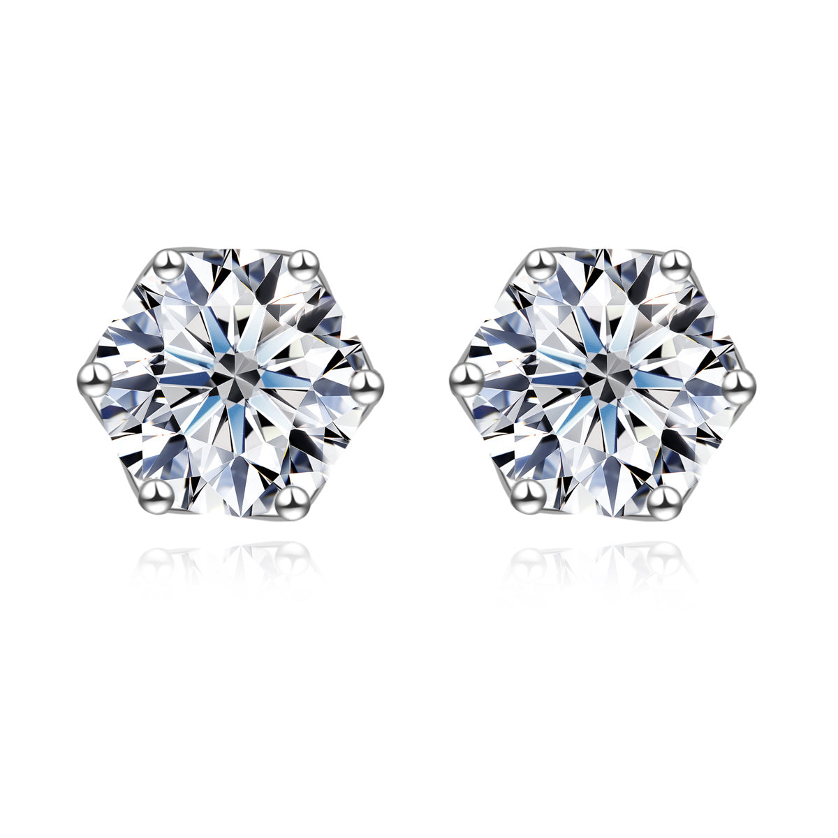 1CT Classic Moissanite Silver Stud Earrings