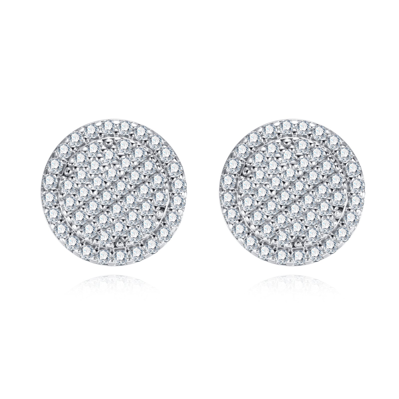 Iced Out Moissanite Round Stud Earrings (0.9cttw)