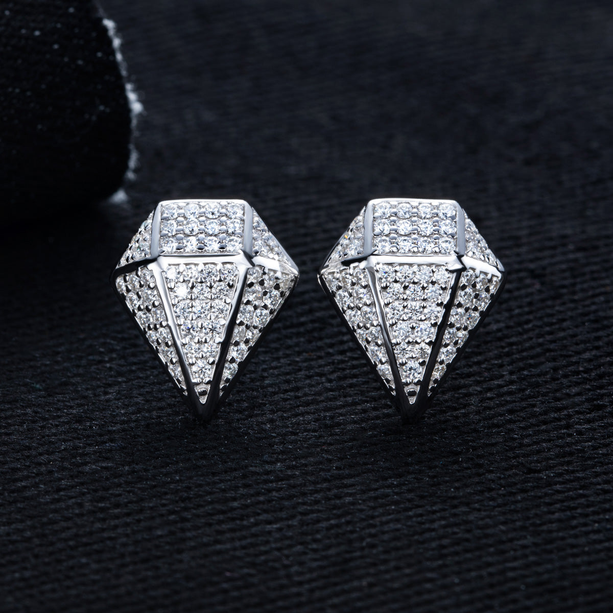 S925 Sterling‑Silver Rhombus‑Cut Moissanite Stud Earrings