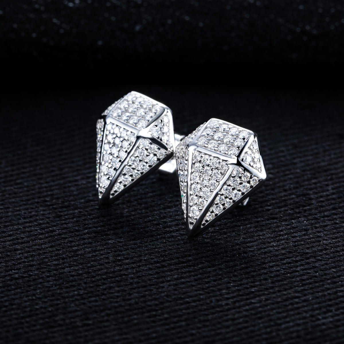 S925 Sterling‑Silver Rhombus‑Cut Moissanite Stud Earrings