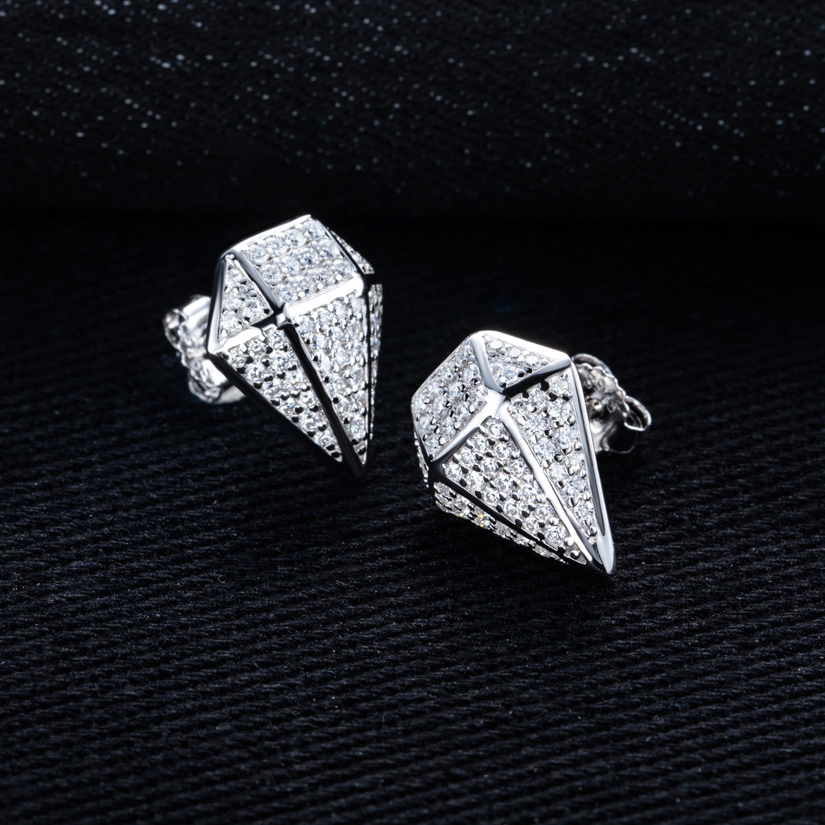 S925 Sterling‑Silver Rhombus‑Cut Moissanite Stud Earrings