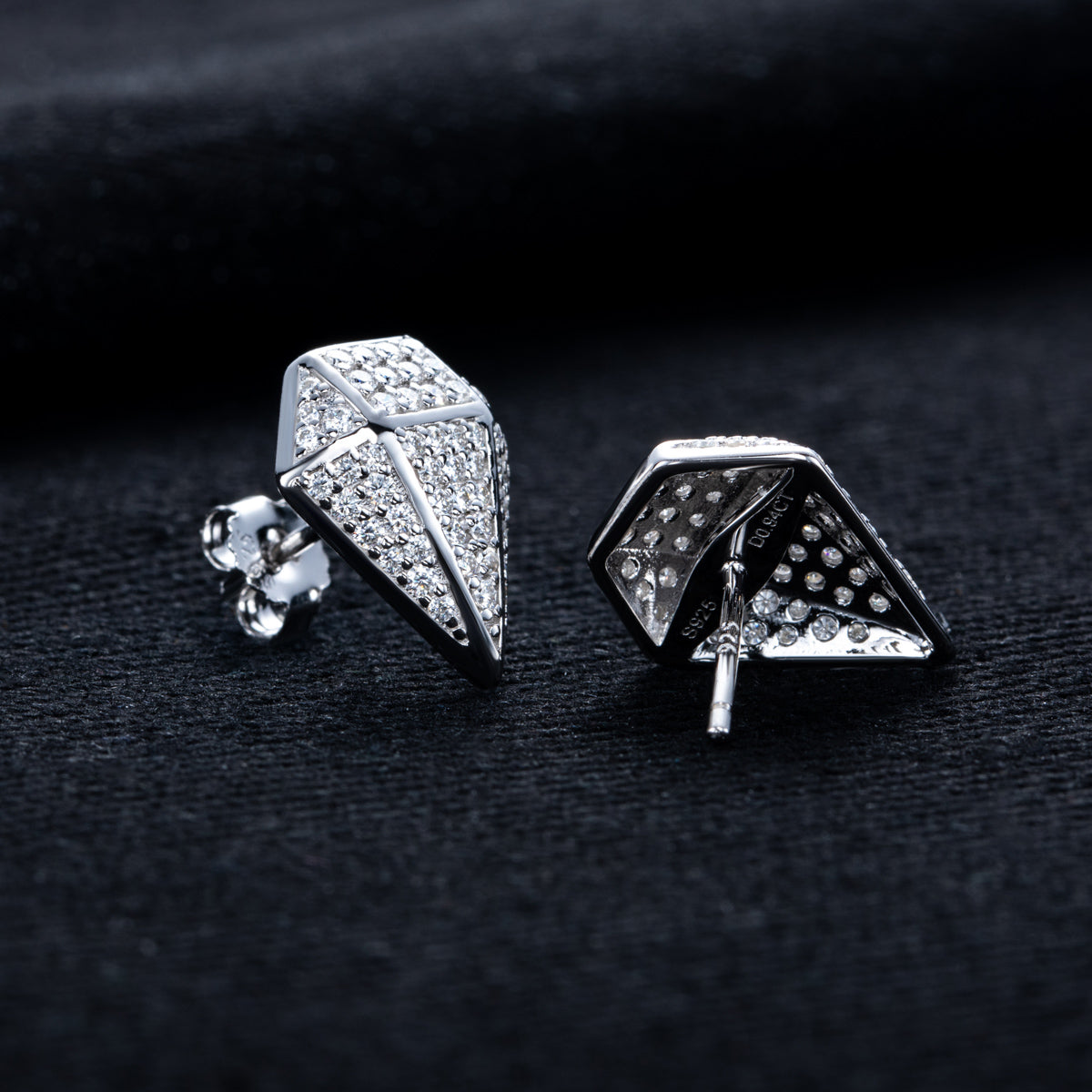 S925 Sterling‑Silver Rhombus‑Cut Moissanite Stud Earrings