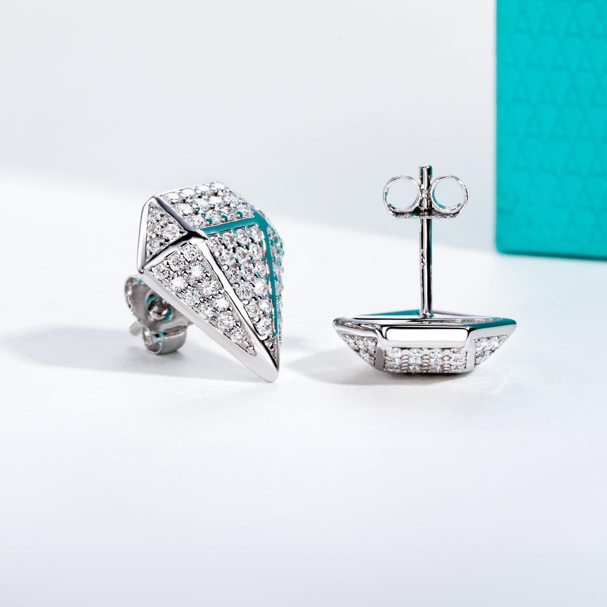 S925 Sterling‑Silver Rhombus‑Cut Moissanite Stud Earrings