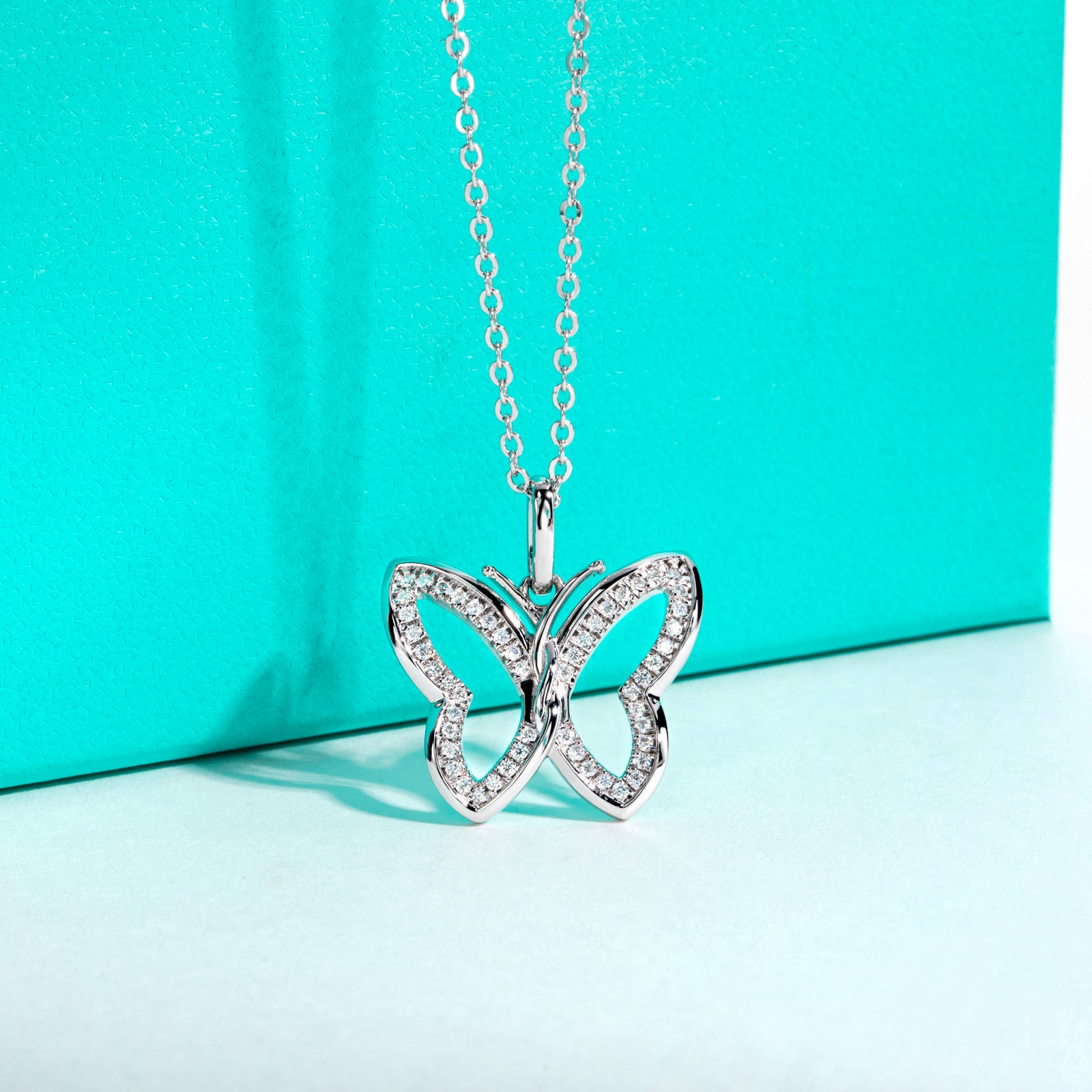 AnuClub Moissanite Pendant Butterfly Necklace D Color VVS1 925 Sterling Silver Adjustable Necklace Gift for Women Wife Her with Certificate