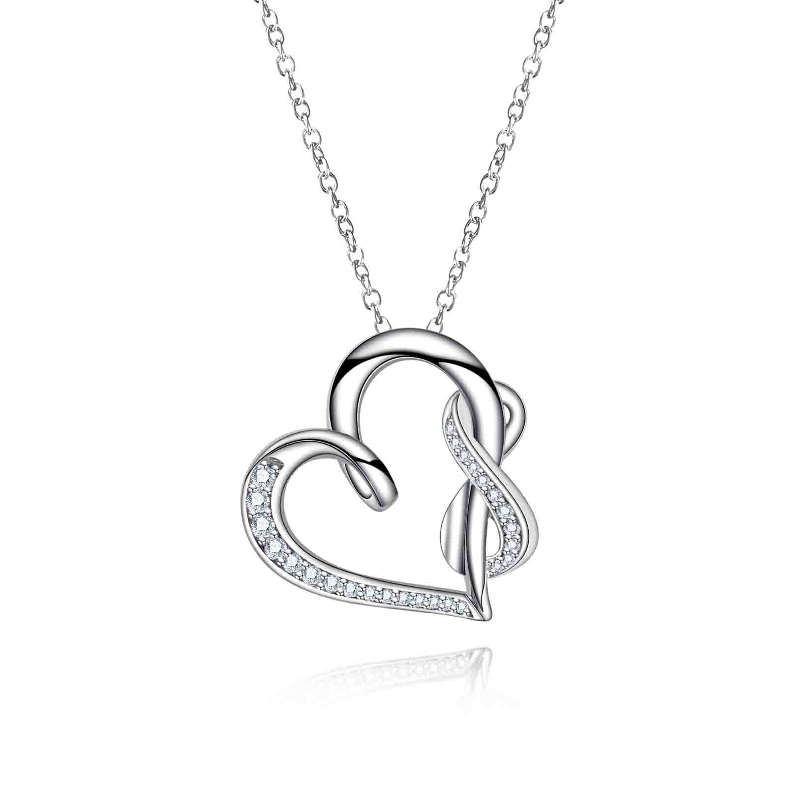 AnuClub Moissanite Pendant hollow heart Necklace D Color VVS1 925 Sterling Silver Adjustable Necklace Gift for Women Wife Her with Certificate