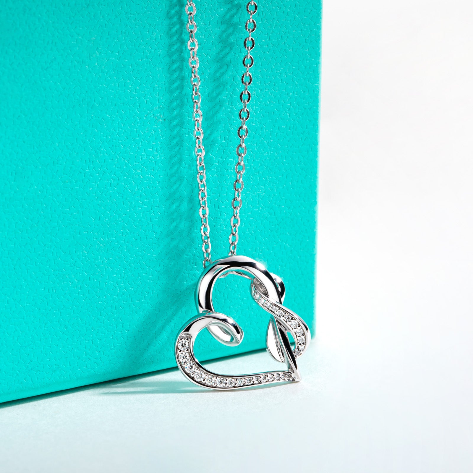 AnuClub Moissanite Pendant hollow heart Necklace D Color VVS1 925 Sterling Silver Adjustable Necklace Gift for Women Wife Her with Certificate