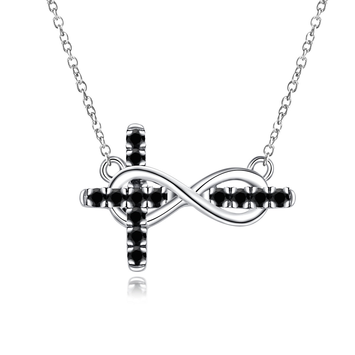 S925 Sterling Silver Black Moissanite Cross Necklace