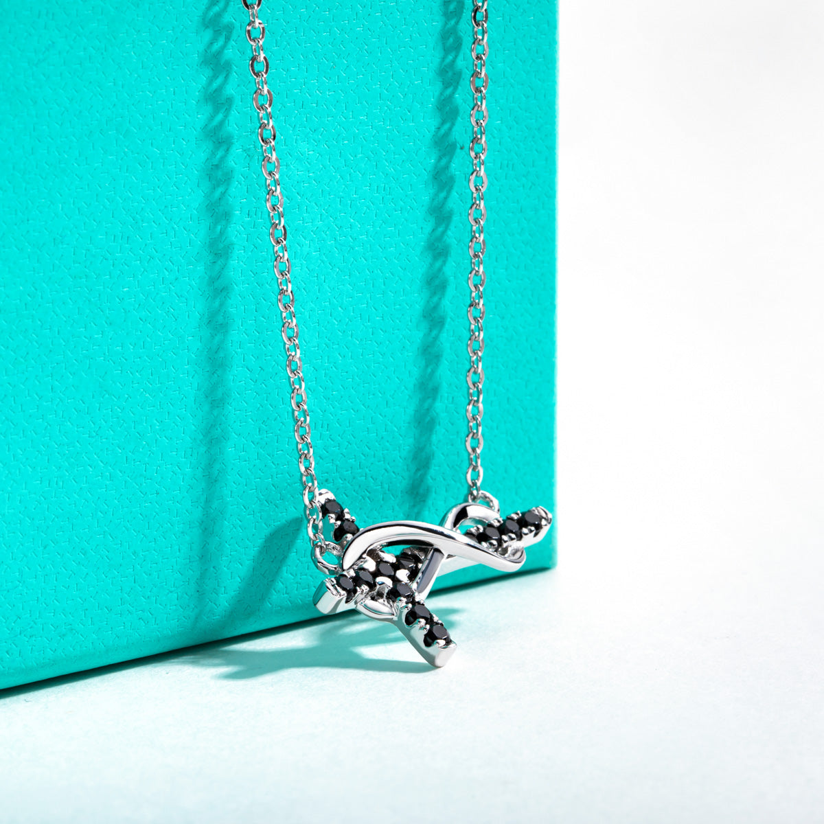 S925 Sterling Silver Black Moissanite Cross Necklace
