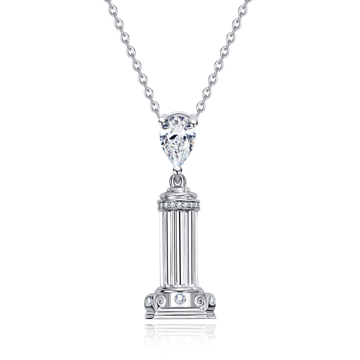 S925 Sterling Silver Teardrop Moissanite Roman Column Pendant