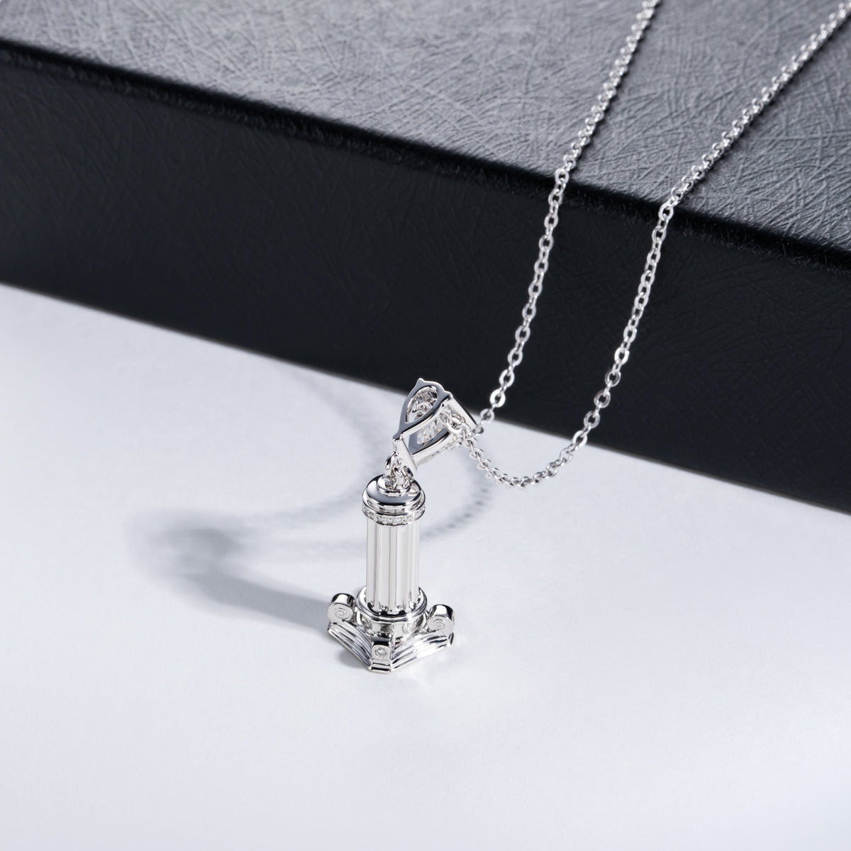 S925 Sterling Silver Teardrop Moissanite Roman Column Pendant