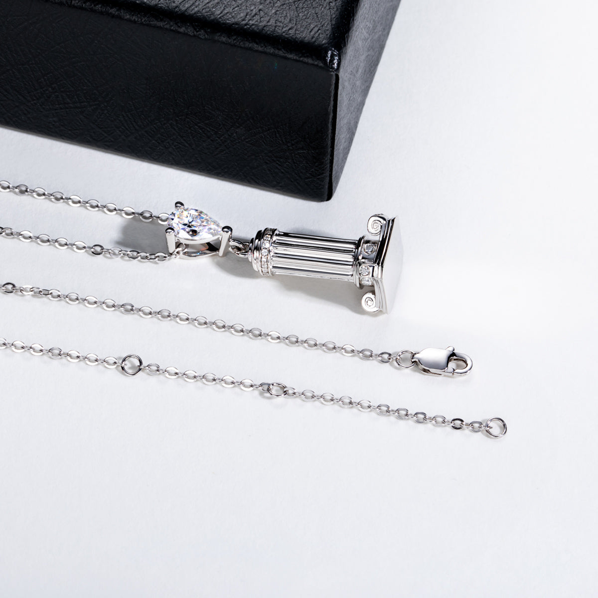 S925 Sterling Silver Teardrop Moissanite Roman Column Pendant