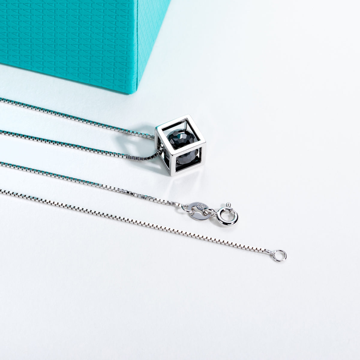 S925 Silver Hexagonal Black Moissanite Sphere Pendant