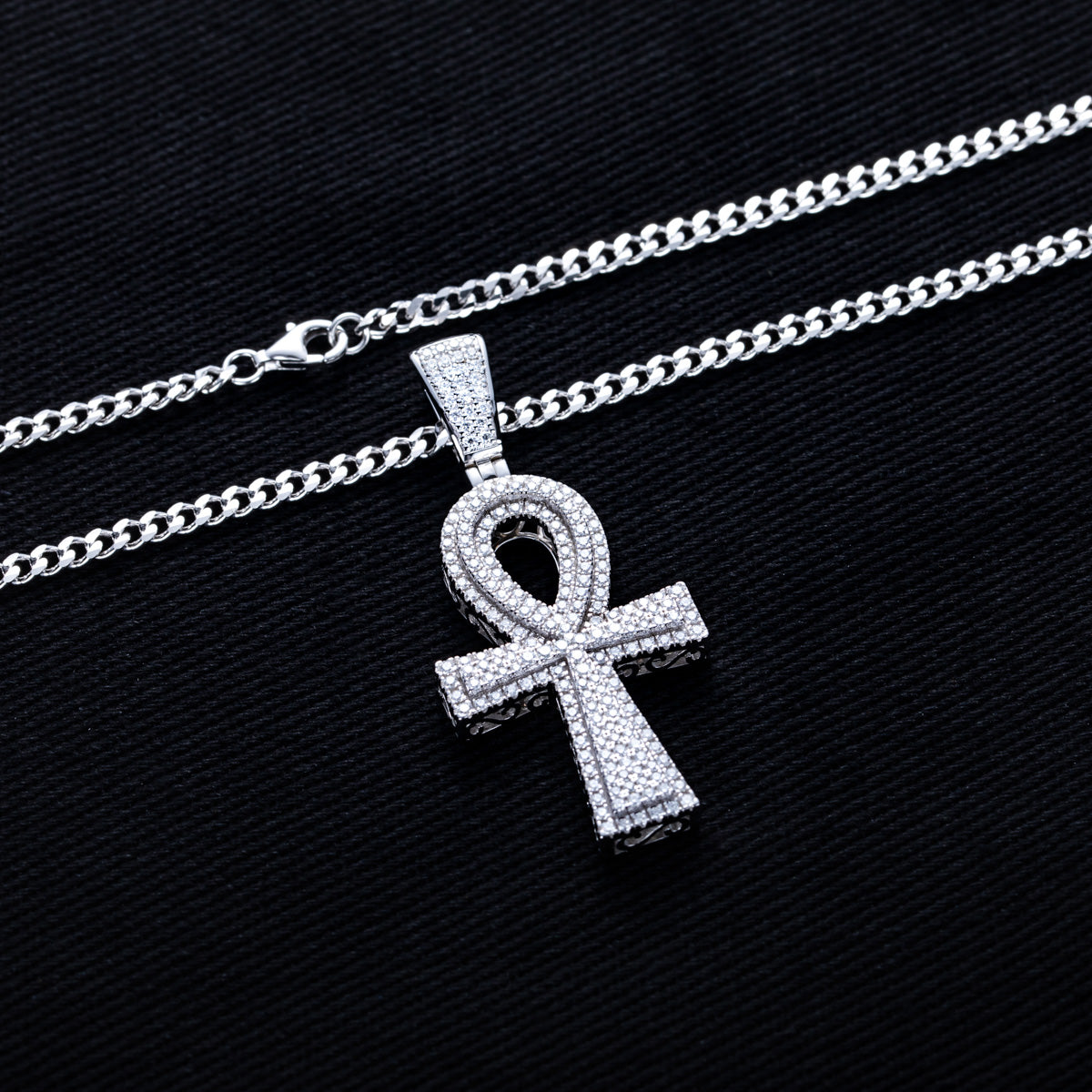 S925 Silver Moissanite Hip Hop Cross Pendant