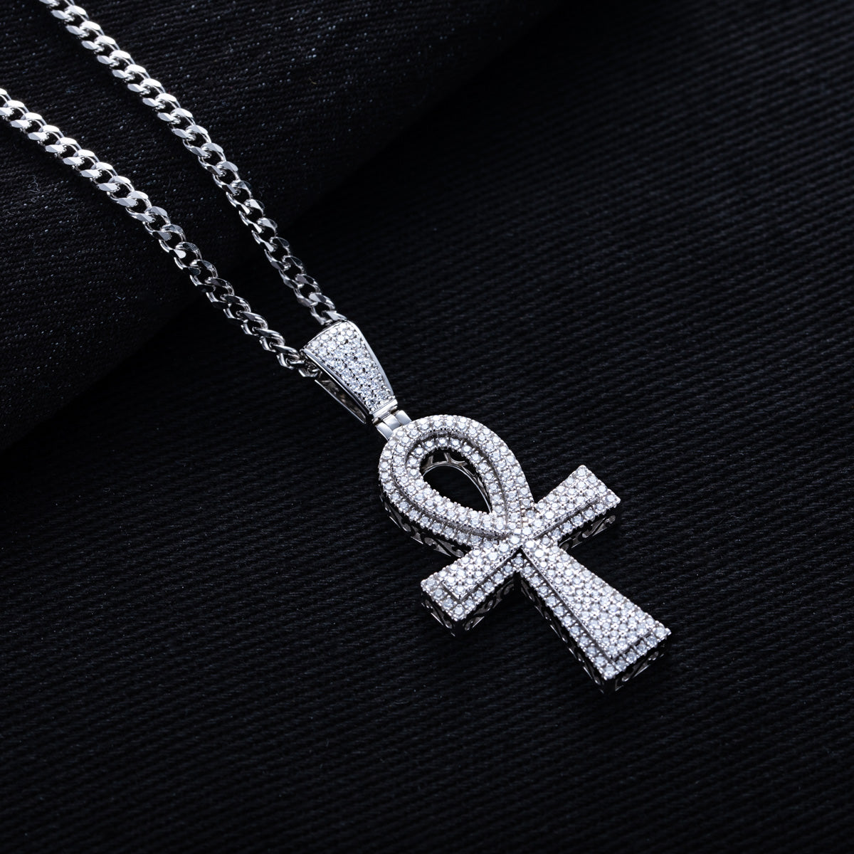 S925 Silver Moissanite Hip Hop Cross Pendant
