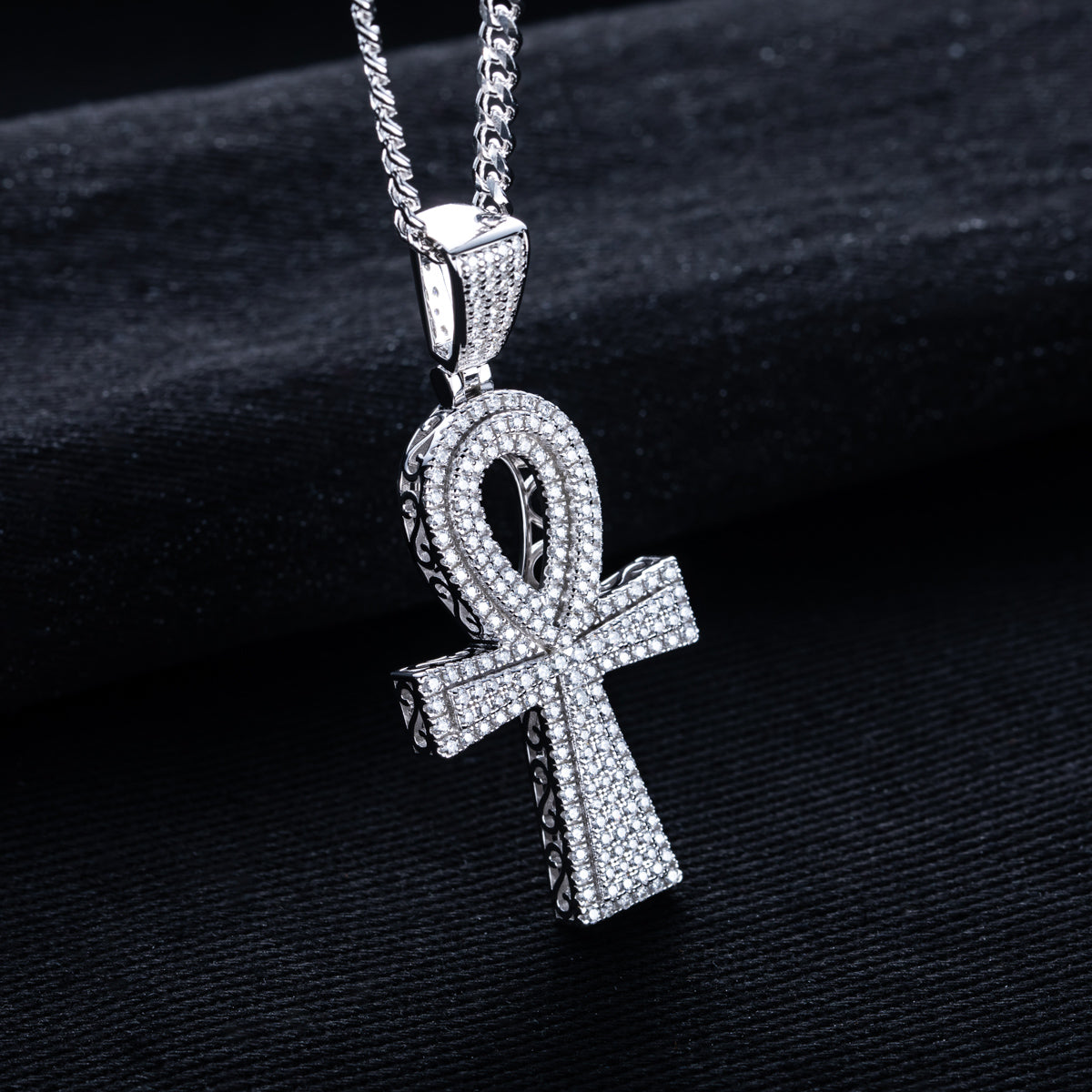 S925 Silver Moissanite Hip Hop Cross Pendant