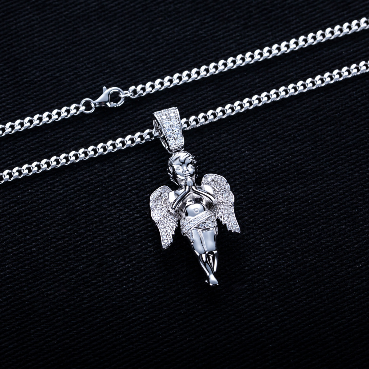 S925 Silver Moissanite Hip Hop Angel Pendant
