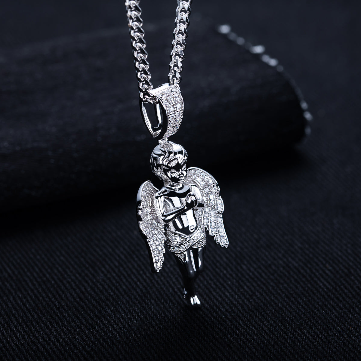 S925 Silver Moissanite Hip Hop Angel Pendant
