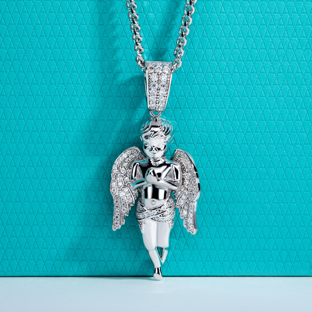 S925 Silver Moissanite Hip Hop Angel Pendant