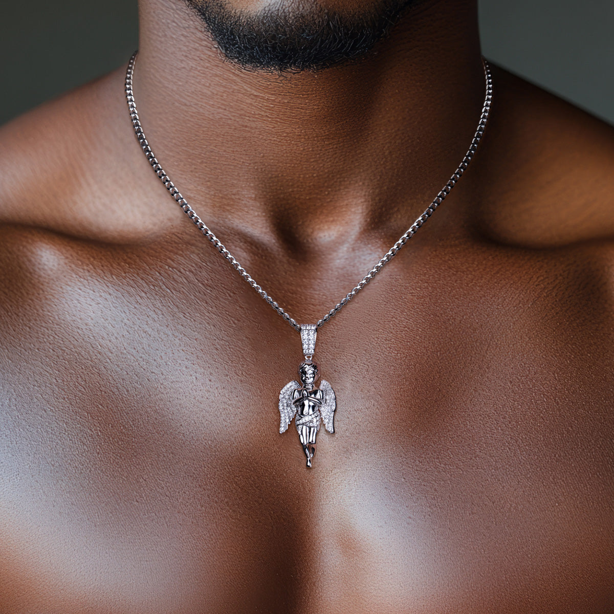 S925 Silver Moissanite Hip Hop Angel Pendant