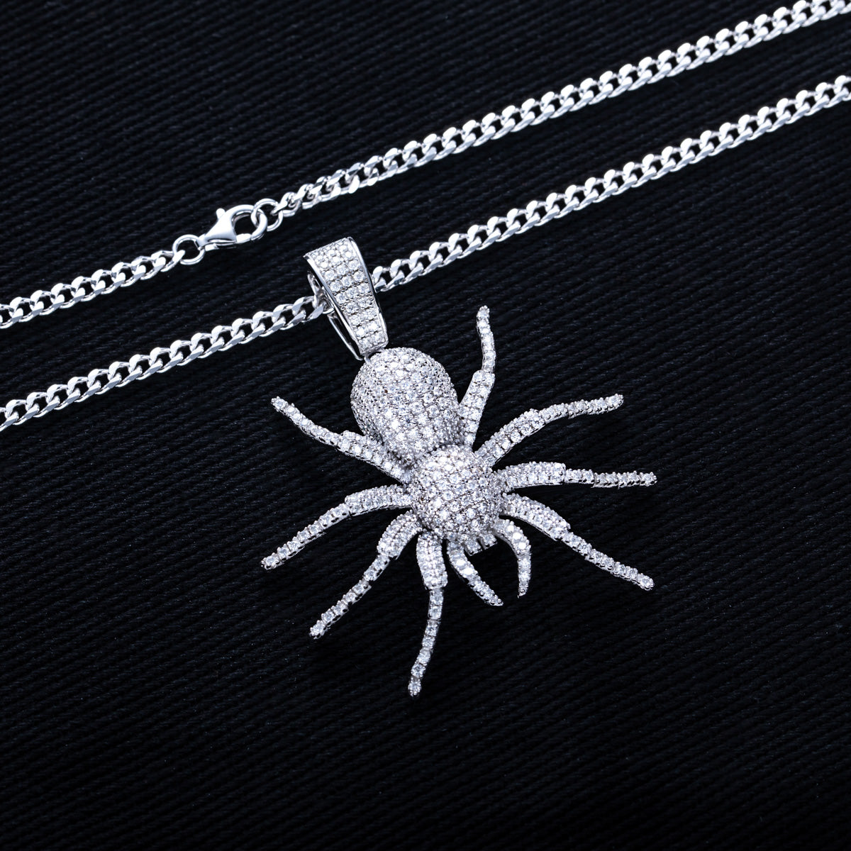 S925 Silver Moissanite Hip Hop Spider Pendant