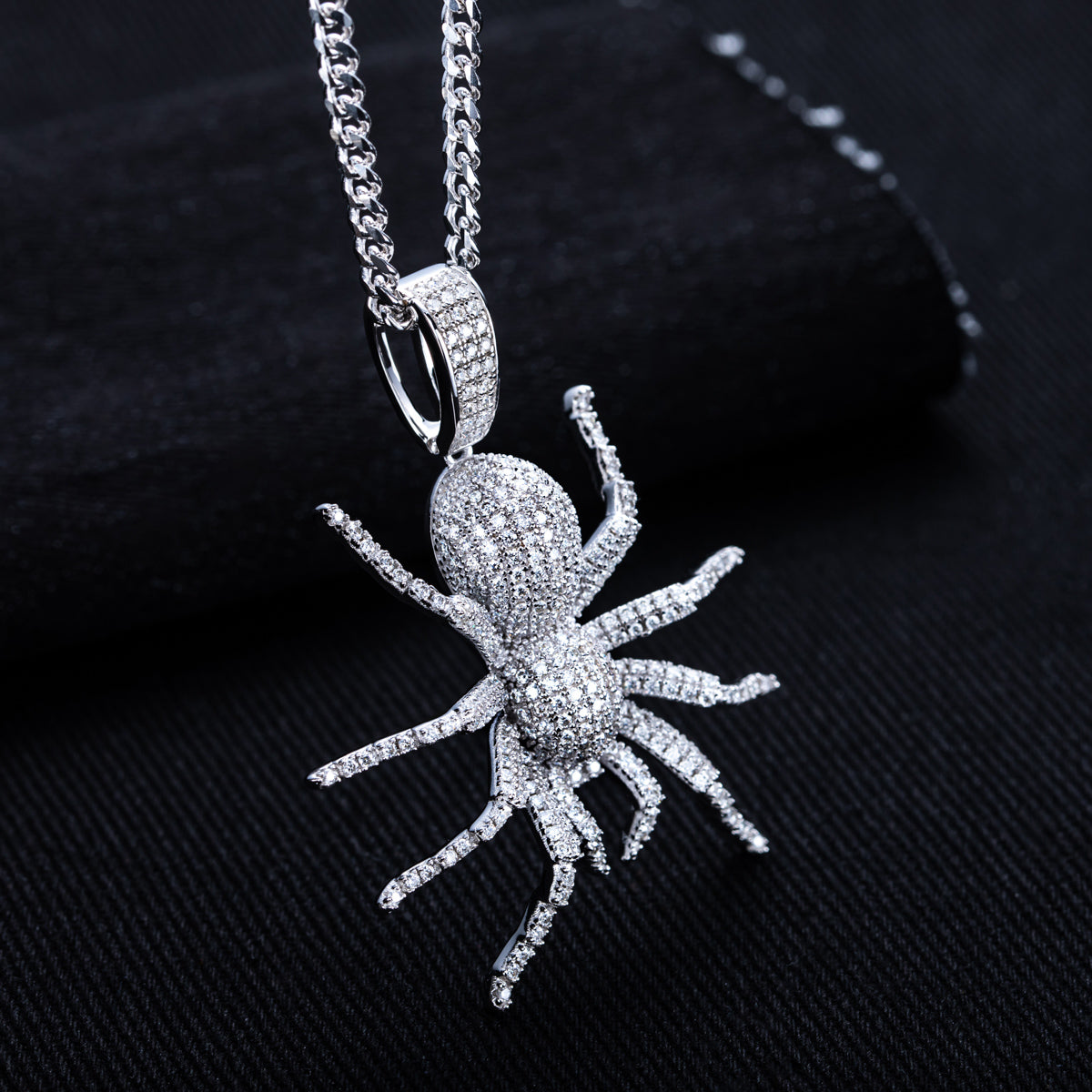 S925 Silver Moissanite Hip Hop Spider Pendant