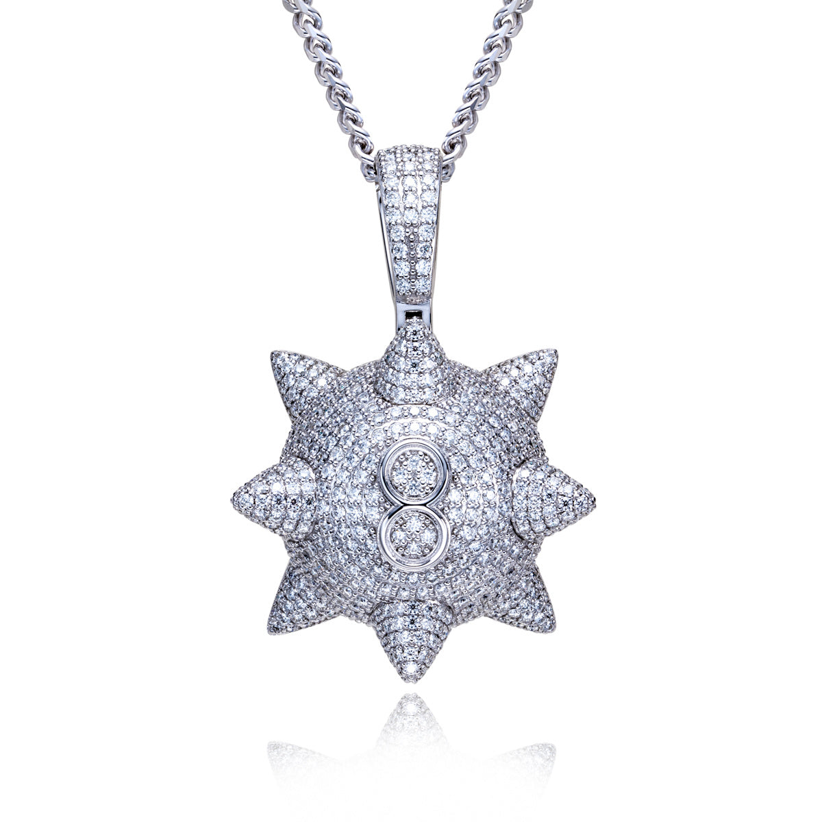 S925 Silver Moissanite Hip-Hop Black Eight Meteor Hammer Pendant