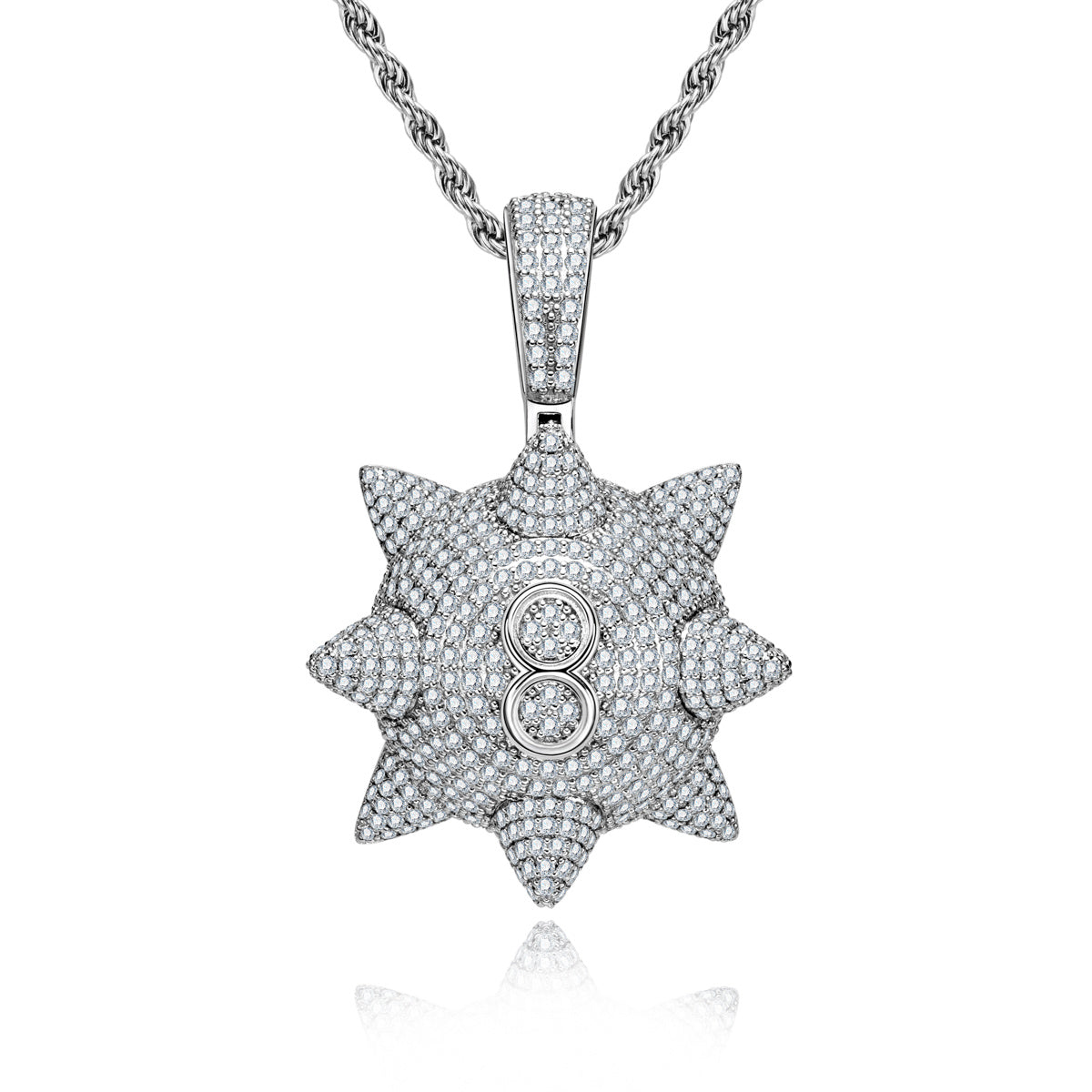 S925 Silver Moissanite Hip-Hop Black Eight Meteor Hammer Pendant