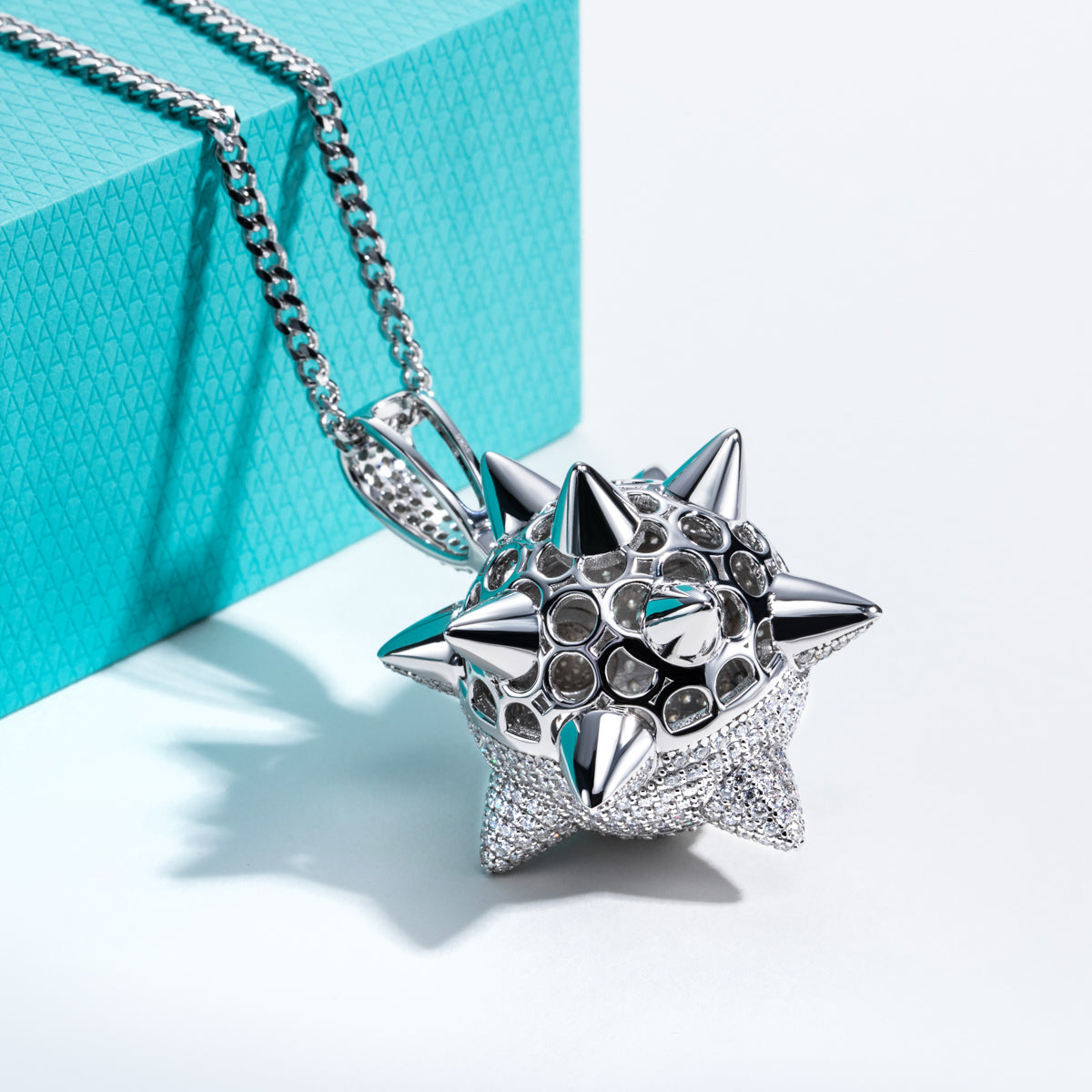S925 Silver Moissanite Hip-Hop Black Eight Meteor Hammer Pendant