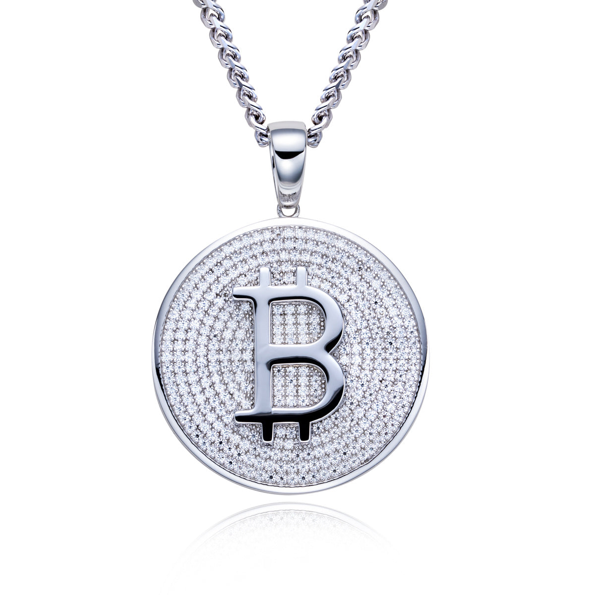 S925 Silver Moissanite Hip Hop Bitcoin Full Paved Diamond Pendant