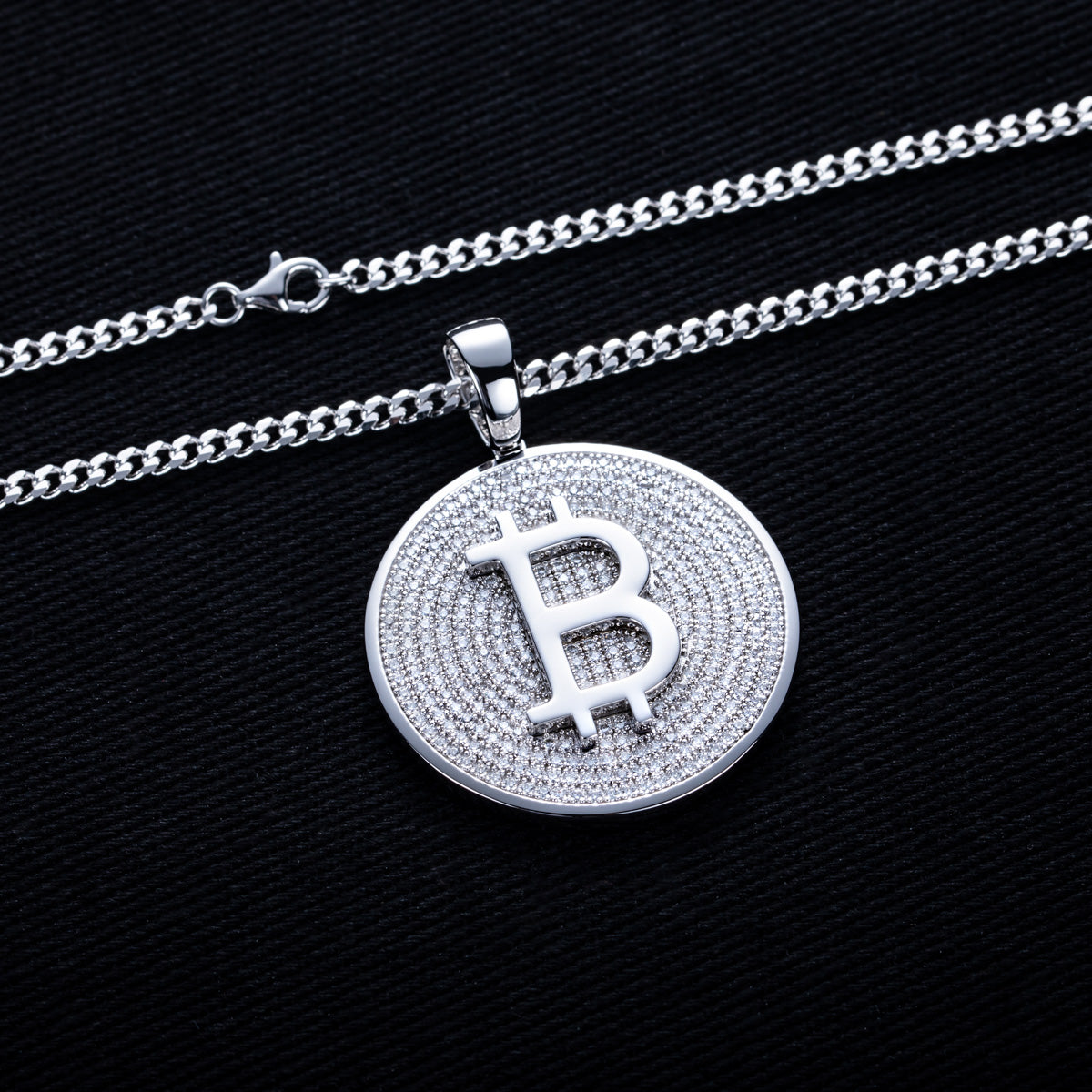 S925 Silver Moissanite Hip Hop Bitcoin Full Paved Diamond Pendant