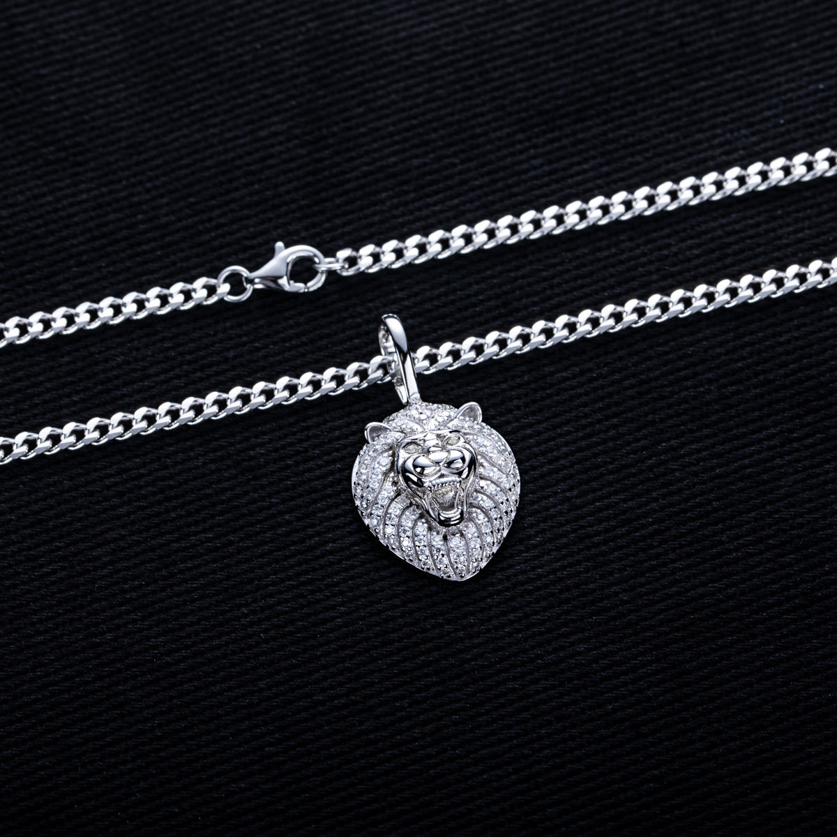 S925 Silver Moissanite Hip Hop Lion Pendant