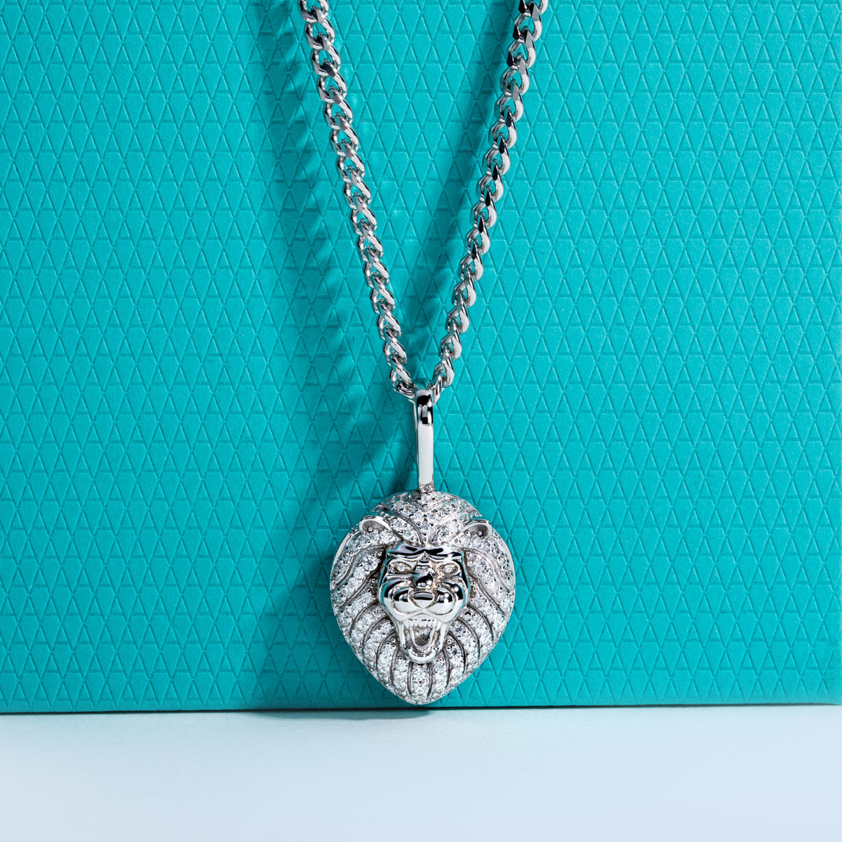S925 Silver Moissanite Hip Hop Lion Pendant