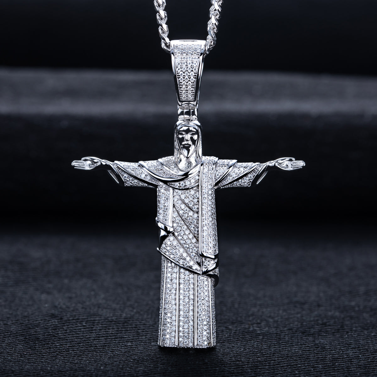 S925 Silver Moissanite Hip Hop Jesus Pendant