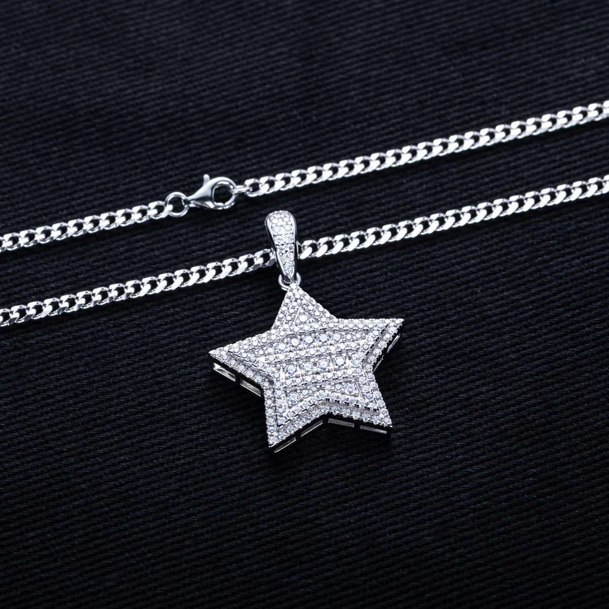 S925 Silver Moissanite Full Paved Star Hip Hop Pendant