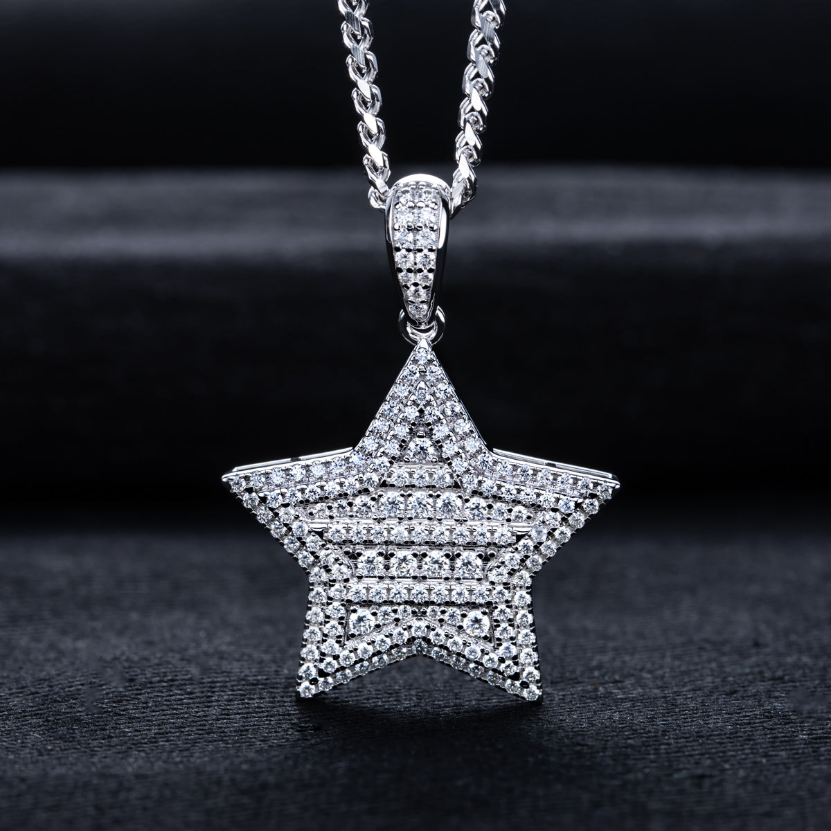 S925 Silver Moissanite Full Paved Star Hip Hop Pendant