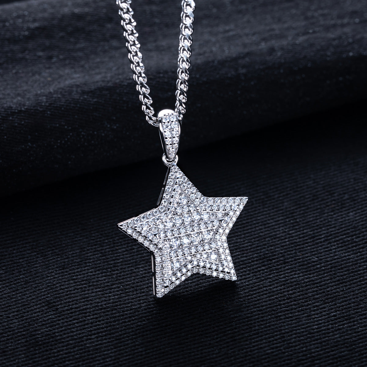 S925 Silver Moissanite Full Paved Star Hip Hop Pendant