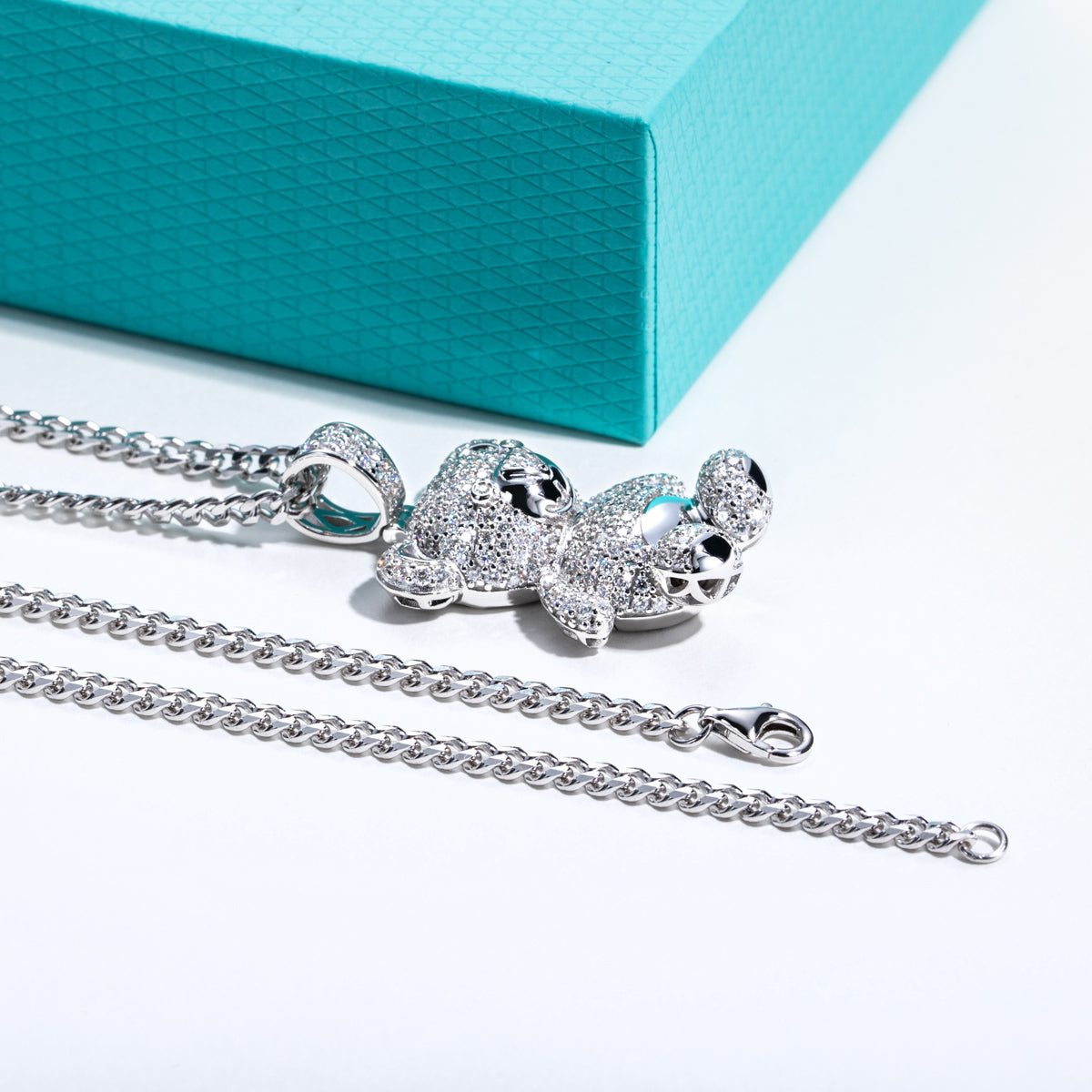 S925 Silver Moissanite Full Pave Bear Pendant