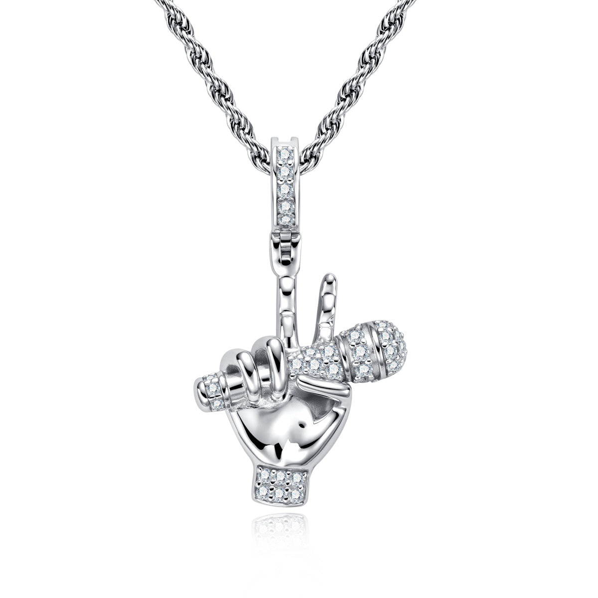 S925 Silver Moissanite Hip-hop Microphone Pendant