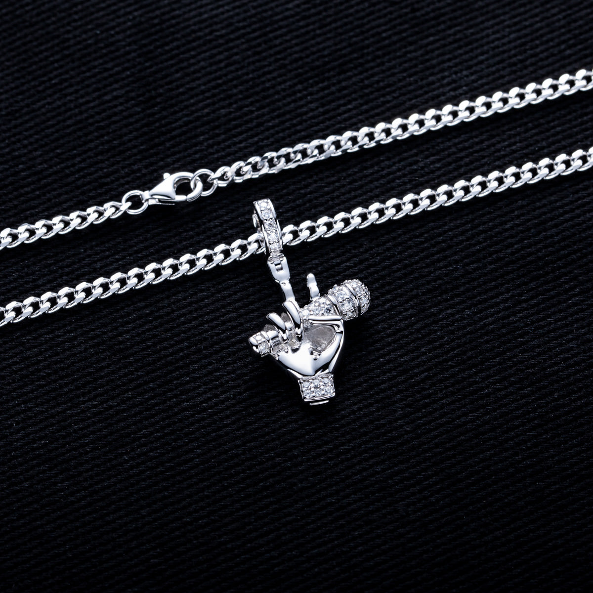 S925 Silver Moissanite Hip-hop Microphone Pendant