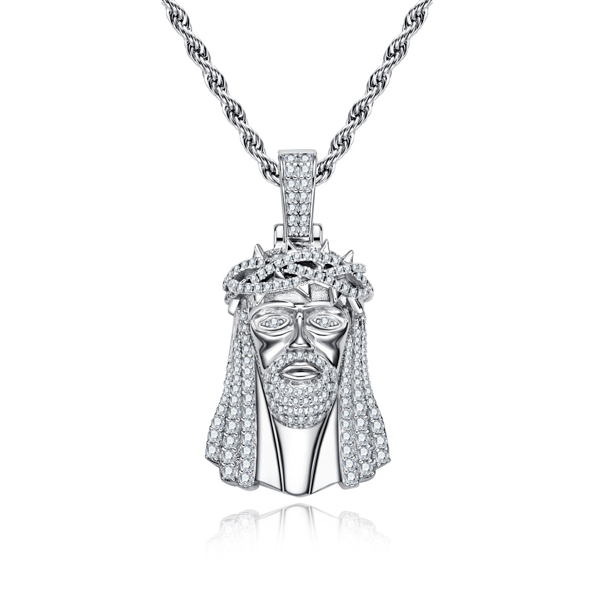 S925 Silver Moissanite Hip Hop Human Face Pendant
