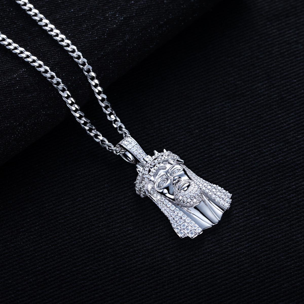 S925 Silver Moissanite Hip Hop Human Face Pendant