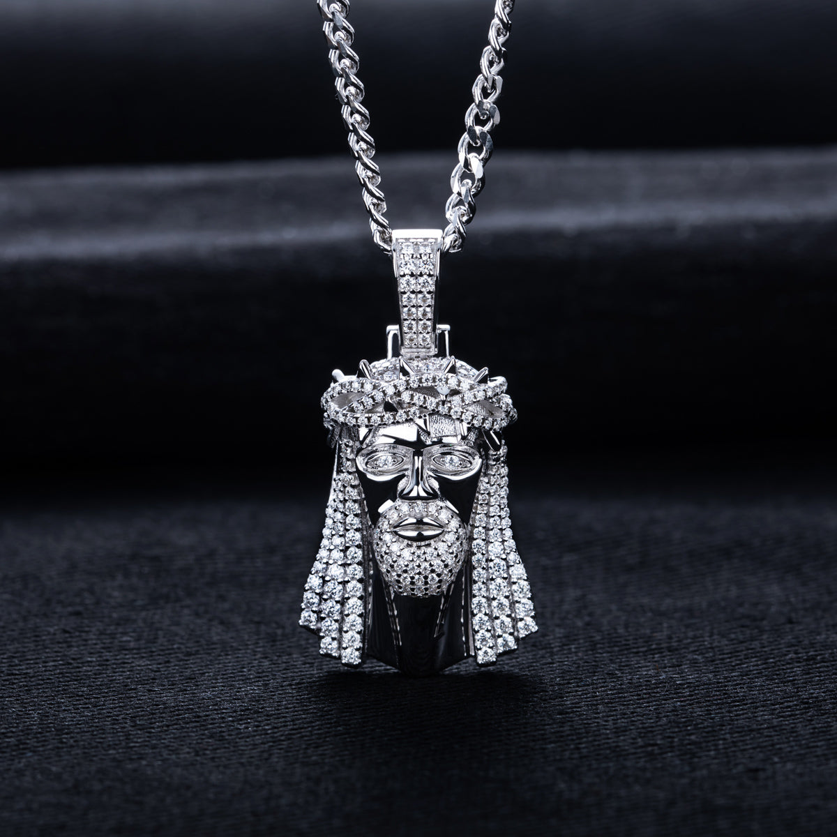 S925 Silver Moissanite Hip Hop Human Face Pendant