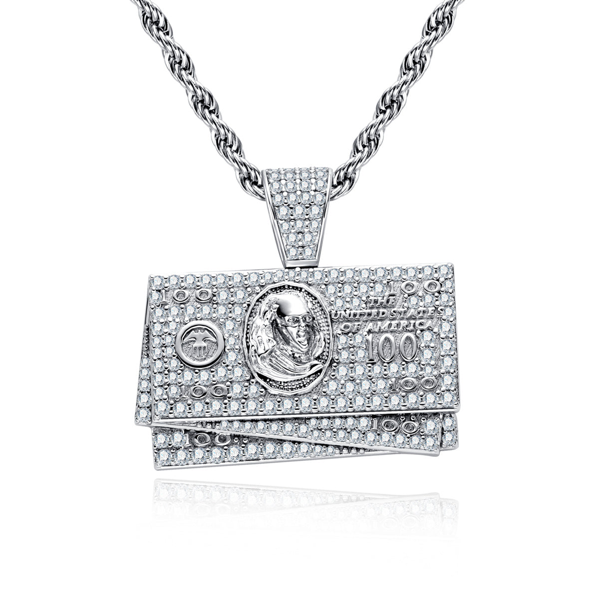 S925 Silver Moissanite Hip Hop Dollar Pendan