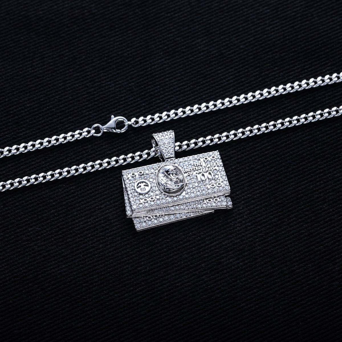 S925 Silver Moissanite Hip Hop Dollar Pendan