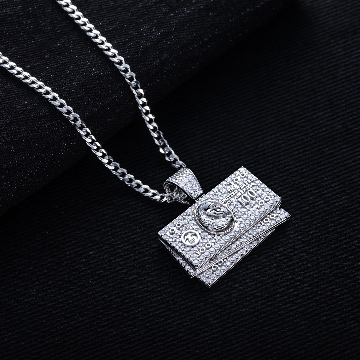S925 Silver Moissanite Hip Hop Dollar Pendan