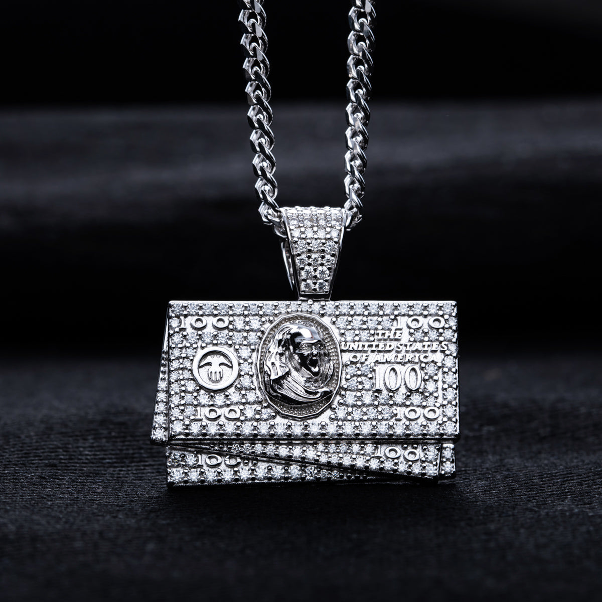 S925 Silver Moissanite Hip Hop Dollar Pendan