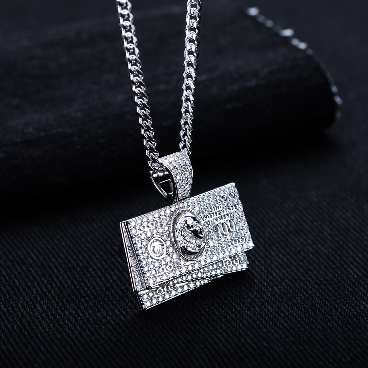 S925 Silver Moissanite Hip Hop Dollar Pendan